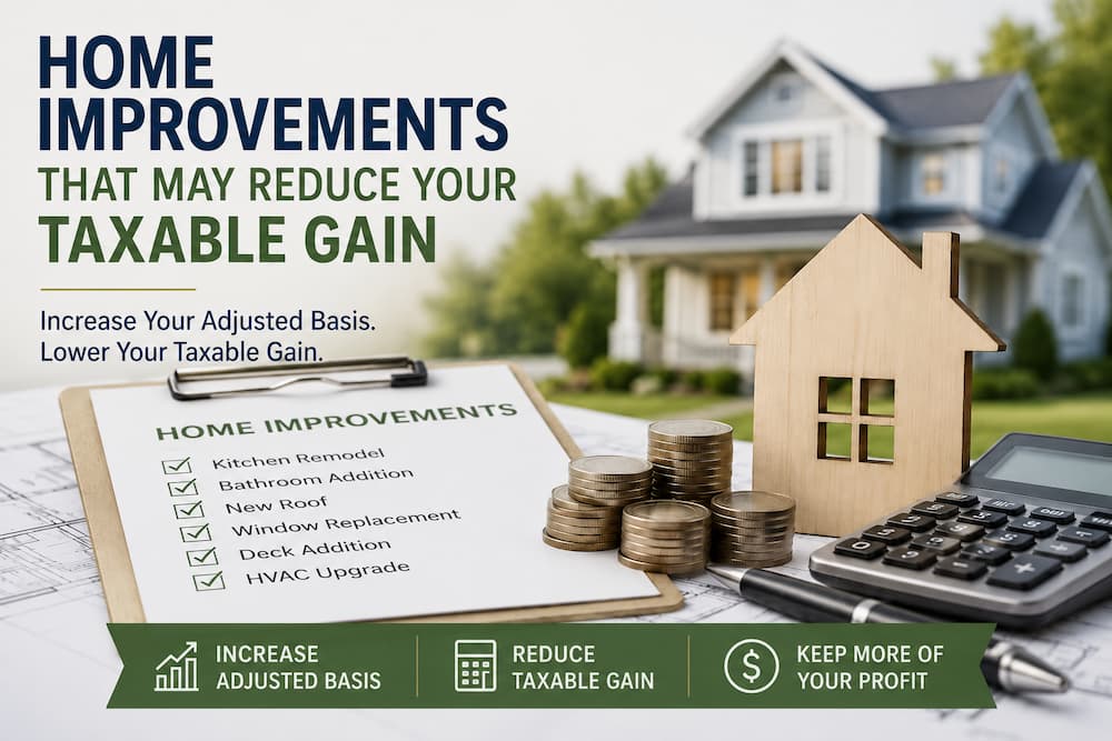 Home improvements that reduce taxes and taxable gain by increasing adjusted basis for Massachusetts home sellers