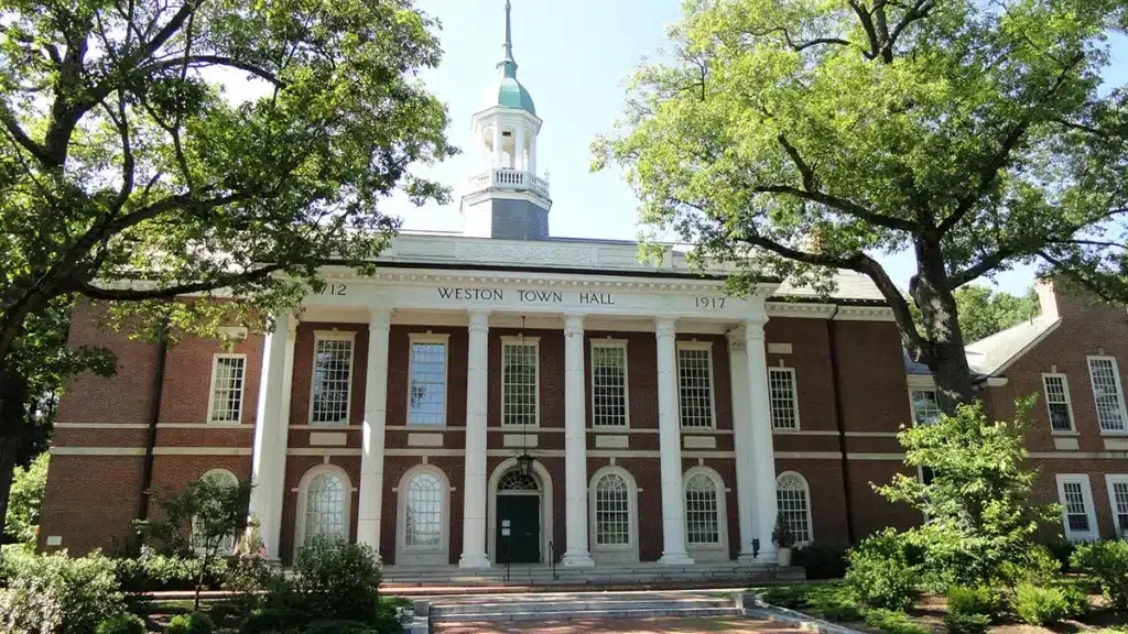 Weston Town Hall in Weston, Massachusetts